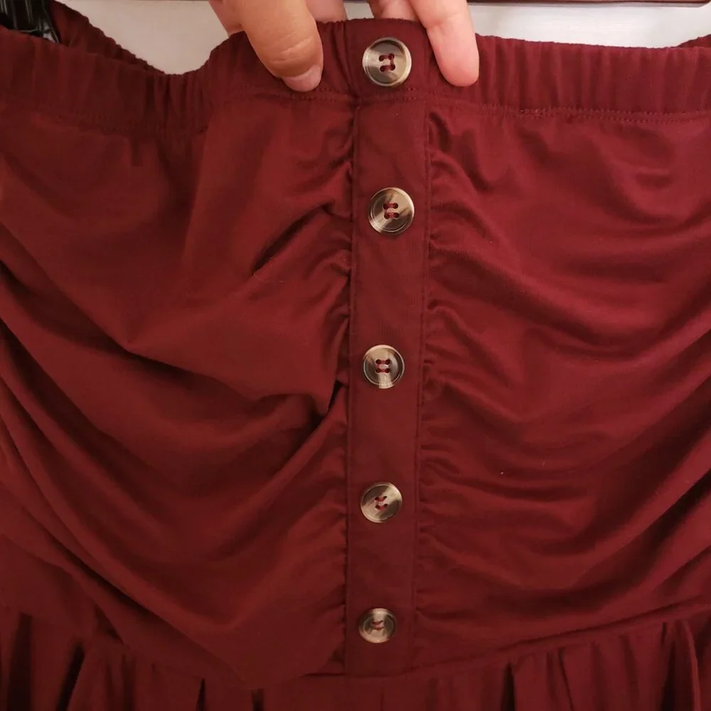 Woman Burgundy Stretchy Cute Tube Top Jumpsuit - Picture 6 of 8